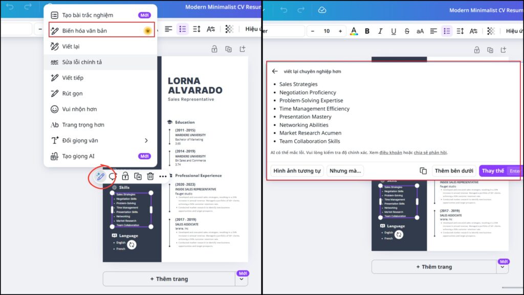 Tạo CV trên Canva