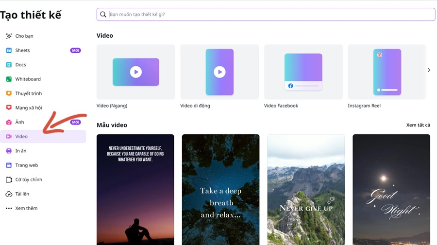 Cách tạo video bằng Canva Video