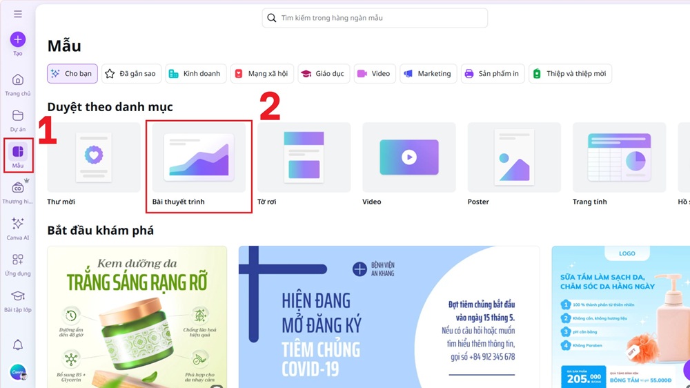 Làm slide bằng Canva