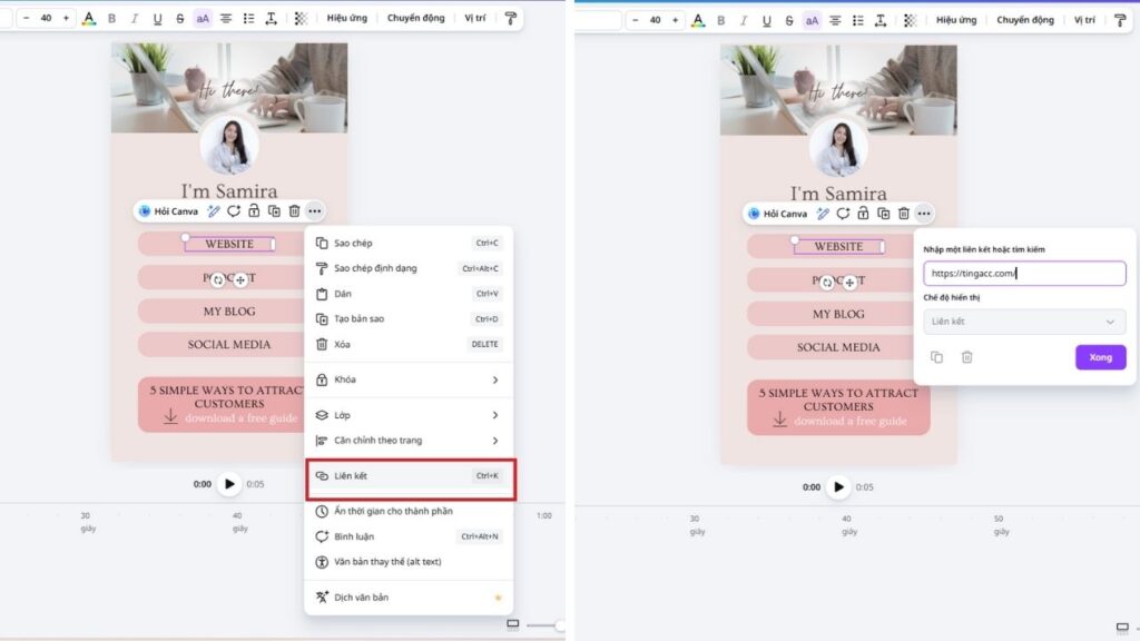 tạo link bio TikTok bằng Canva